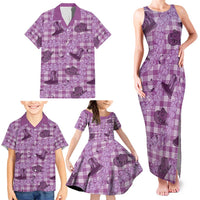 Purple Palaka Hawaii Cowboy Family Matching Tank Maxi Dress and Hawaiian Shirt Puakenikeni Lei Paniolo Papale Seamless Vibes LT14 - Polynesian Pride