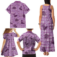 Purple Palaka Hawaii Cowboy Family Matching Tank Maxi Dress and Hawaiian Shirt Puakenikeni Lei Paniolo Papale Seamless Vibes LT14 - Polynesian Pride
