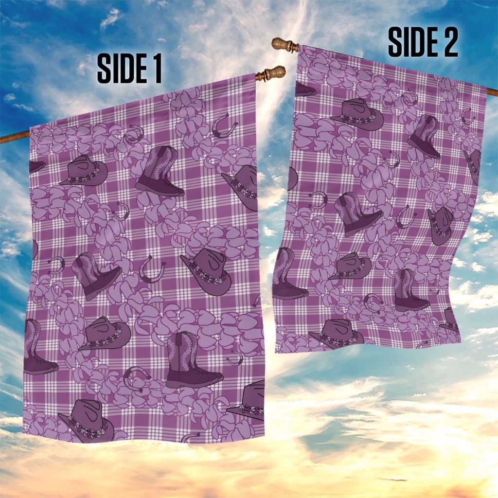 Purple Palaka Hawaii Cowboy Garden Flag Puakenikeni Lei Paniolo Papale Seamless Vibes - Polynesian Pride
