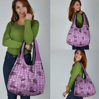 Purple Palaka Hawaii Cowboy Grocery Bag Puakenikeni Lei Paniolo Papale Seamless Vibes - Polynesian Pride