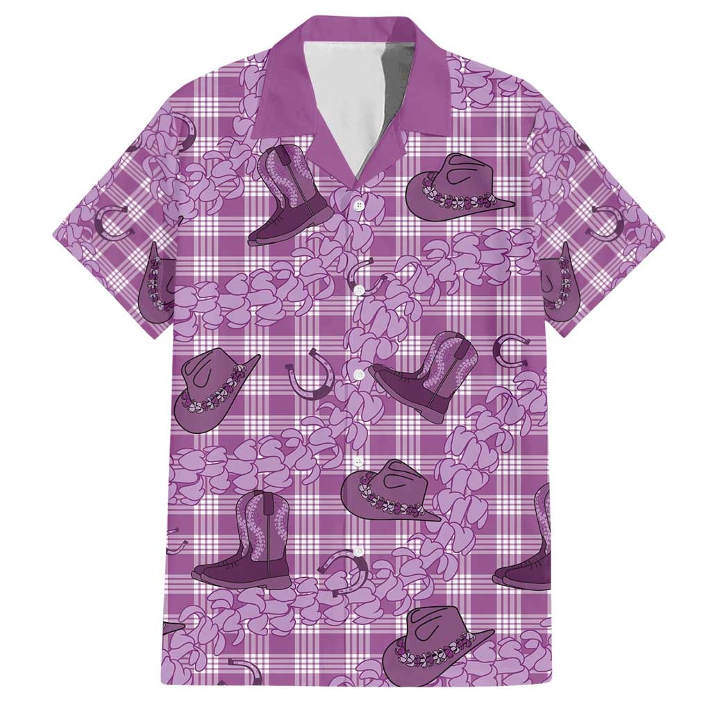 Purple Palaka Hawaii Cowboy Hawaiian Shirt Puakenikeni Lei Paniolo Papale Seamless Vibes LT14 Purple - Polynesian Pride