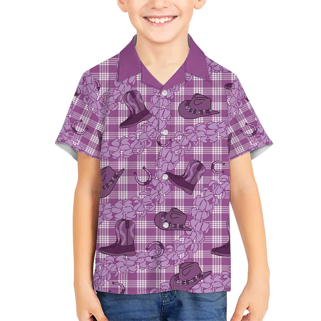 Purple Palaka Hawaii Cowboy Hawaiian Shirt Puakenikeni Lei Paniolo Papale Seamless Vibes LT14 - Polynesian Pride