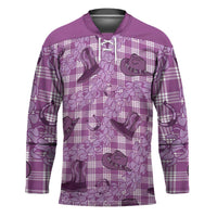 Purple Palaka Hawaii Cowboy Hockey Jersey Puakenikeni Lei Paniolo Papale Seamless Vibes LT14 Unisex Purple - Polynesian Pride