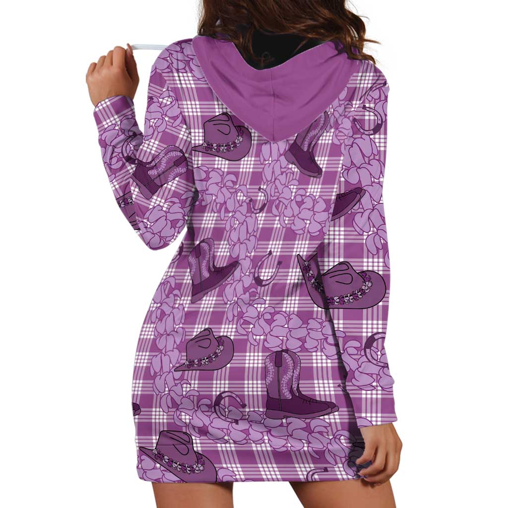Purple Palaka Hawaii Cowboy Hoodie Dress Puakenikeni Lei Paniolo Papale Seamless Vibes LT14 - Polynesian Pride