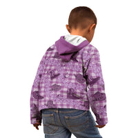 Purple Palaka Hawaii Cowboy Kid Hoodie Puakenikeni Lei Paniolo Papale Seamless Vibes LT14 - Polynesian Pride