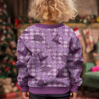 Purple Palaka Hawaii Cowboy Kid Ugly Christmas Sweater Puakenikeni Lei Paniolo Papale Seamless Vibes LT14 - Polynesian Pride