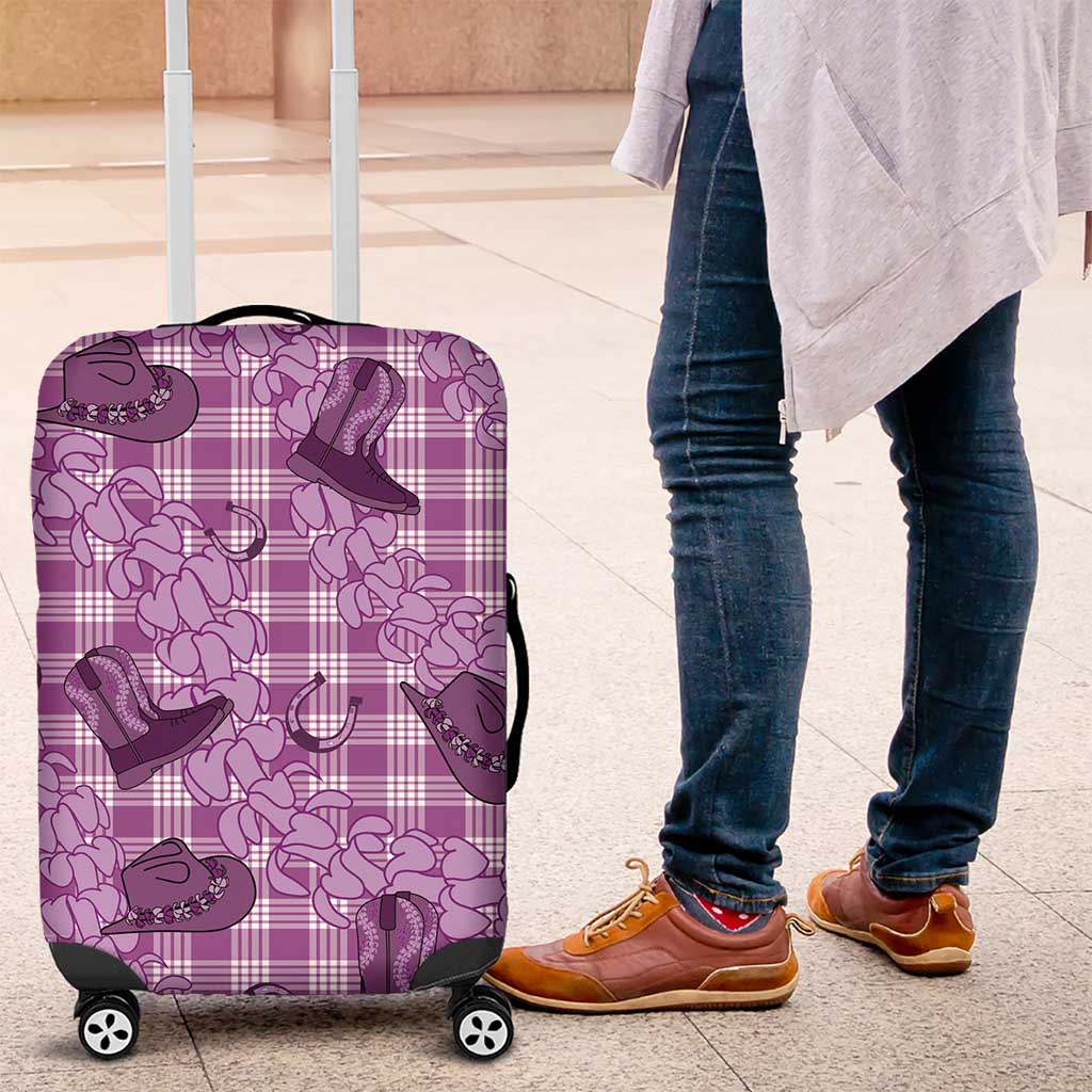 Purple Palaka Hawaii Cowboy Luggage Cover Puakenikeni Lei Paniolo Papale Seamless Vibes - Polynesian Pride