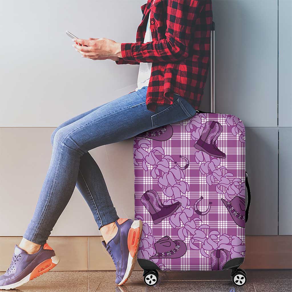 Purple Palaka Hawaii Cowboy Luggage Cover Puakenikeni Lei Paniolo Papale Seamless Vibes LT14 - Polynesian Pride