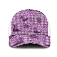 Purple Palaka Hawaii Cowboy Mesh Trucker Cap Puakenikeni Lei Paniolo Papale Seamless Vibes - Polynesian Pride