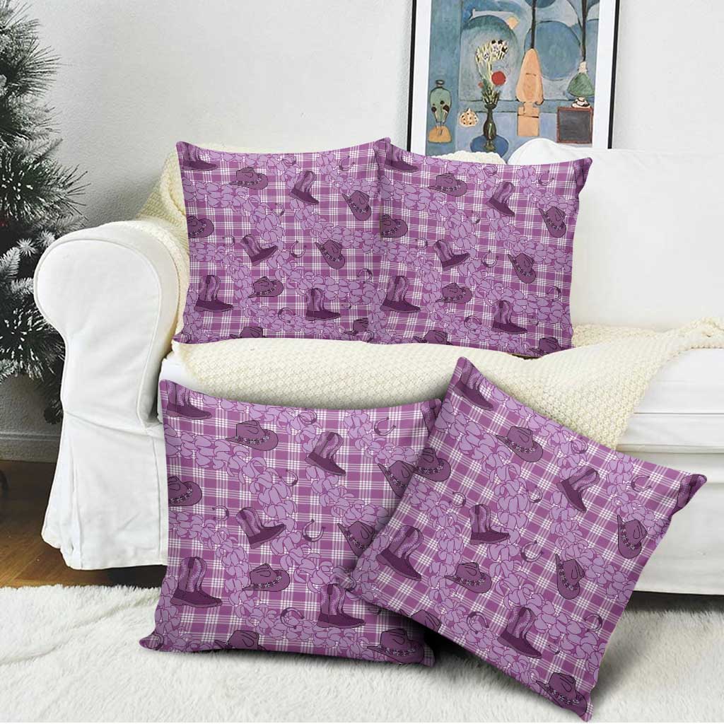 Purple Palaka Hawaii Cowboy Pillow Cover Puakenikeni Lei Paniolo Papale Seamless Vibes - Polynesian Pride