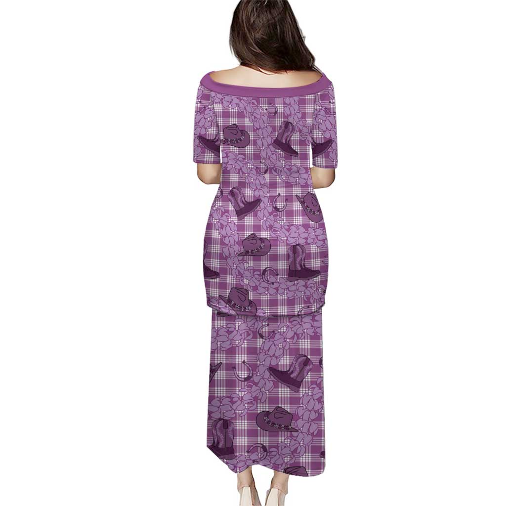 Purple Palaka Hawaii Cowboy Puletasi Puakenikeni Lei Paniolo Papale Seamless Vibes - Polynesian Pride