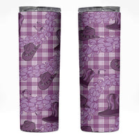 Purple Palaka Hawaii Cowboy Skinny Tumbler Puakenikeni Lei Paniolo Papale Seamless Vibes LT14 Purple - Polynesian Pride