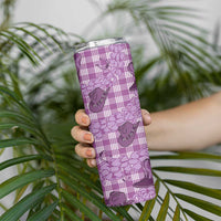 Purple Palaka Hawaii Cowboy Skinny Tumbler Puakenikeni Lei Paniolo Papale Seamless Vibes LT14 - Polynesian Pride