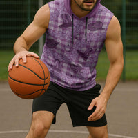 Purple Palaka Hawaii Cowboy Sleeveless Hoodie Puakenikeni Lei Paniolo Papale Seamless Vibes LT14 - Polynesian Pride