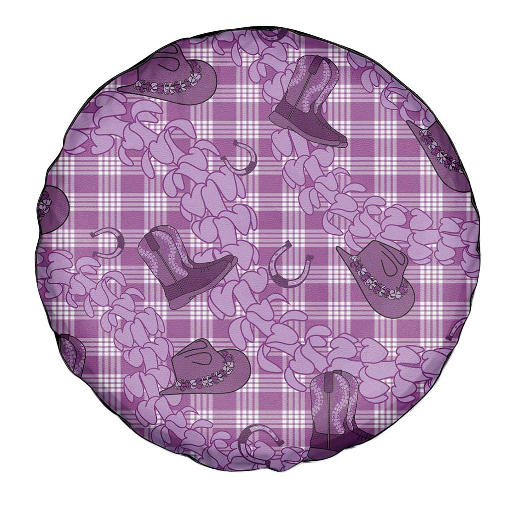 Purple Palaka Hawaii Cowboy Spare Tire Cover Puakenikeni Lei Paniolo Papale Seamless Vibes LT14 - Polynesian Pride