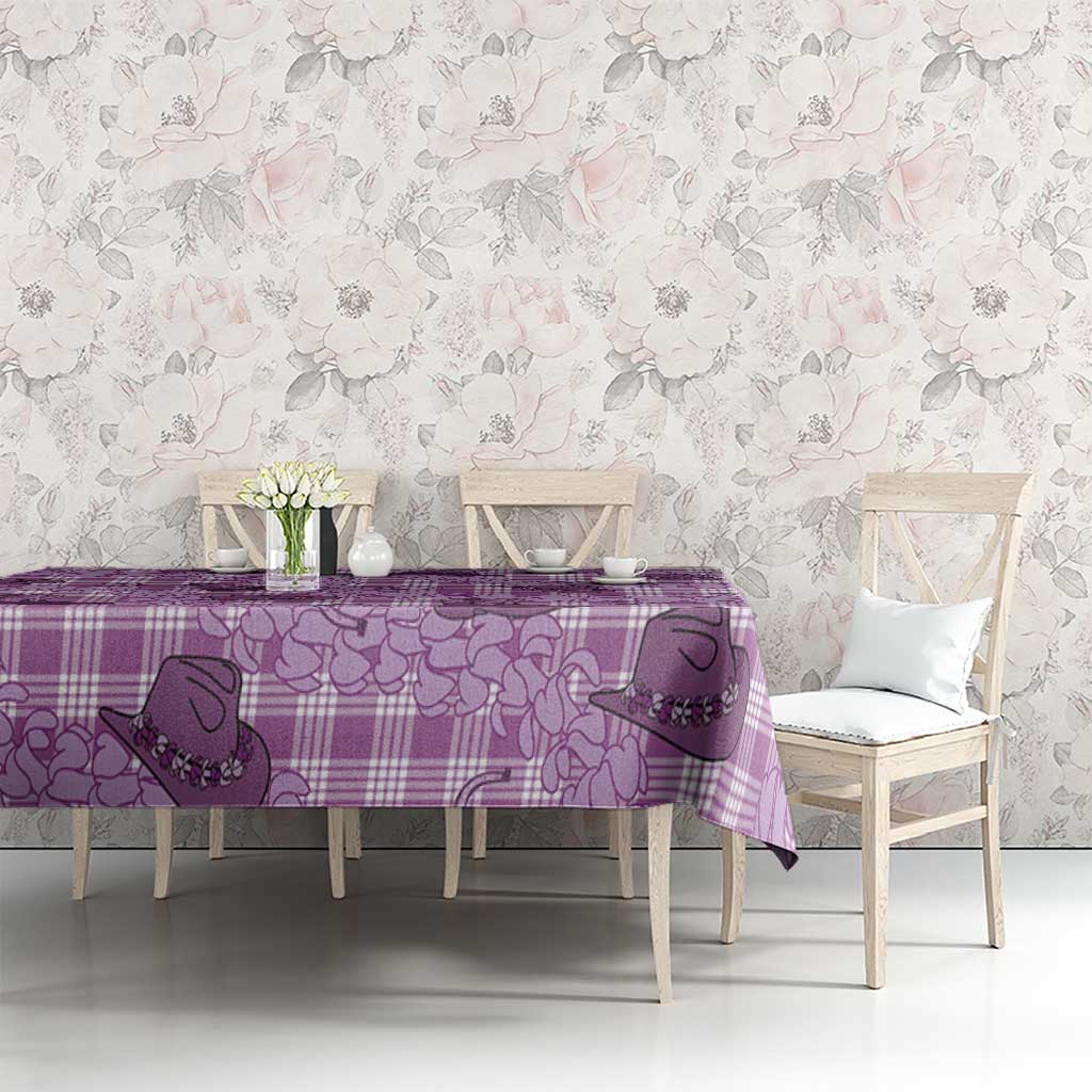 Purple Palaka Hawaii Cowboy Tablecloth Puakenikeni Lei Paniolo Papale Seamless Vibes - Polynesian Pride