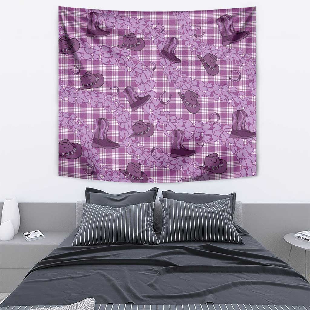 Purple Palaka Hawaii Cowboy Tapestry Puakenikeni Lei Paniolo Papale Seamless Vibes - Polynesian Pride