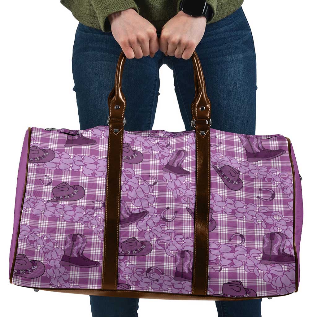 Purple Palaka Hawaii Cowboy Travel Bag Puakenikeni Lei Paniolo Papale Seamless Vibes LT14 Purple - Polynesian Pride