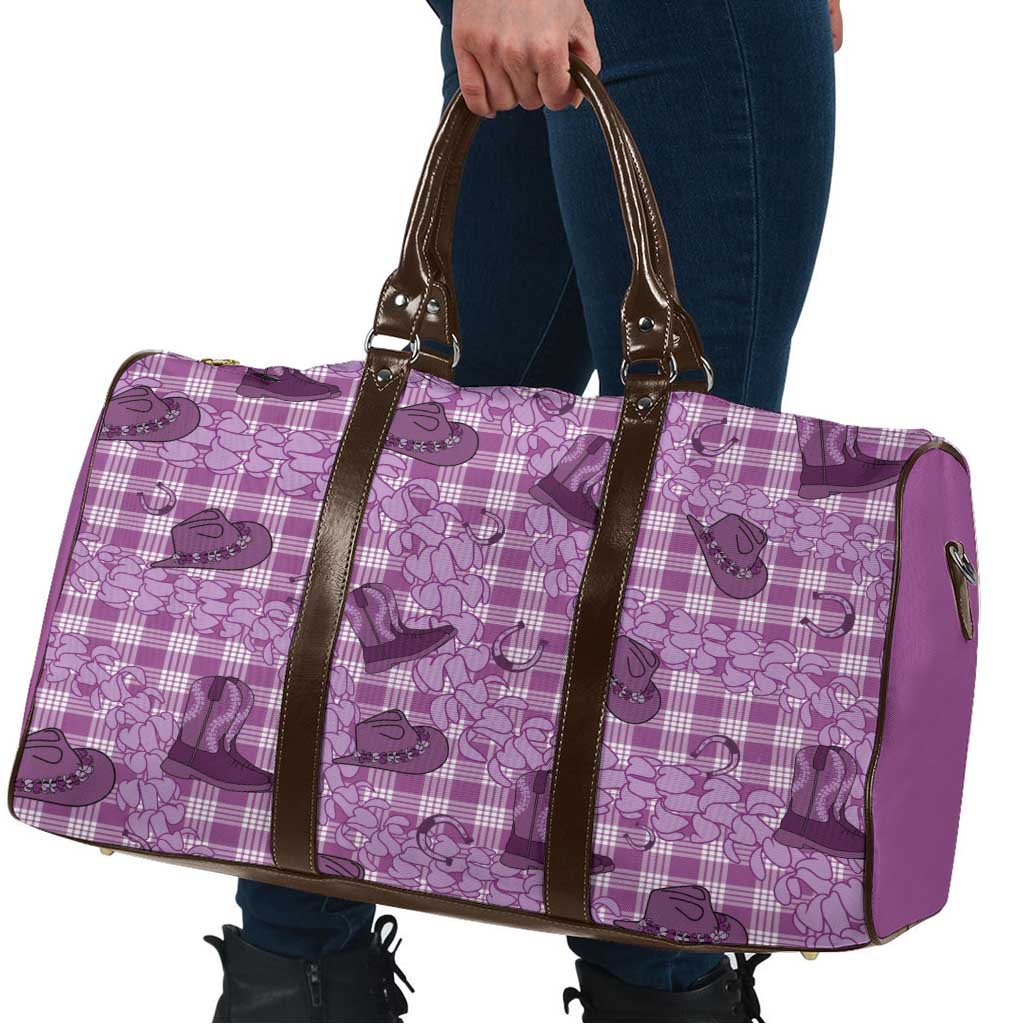 Purple Palaka Hawaii Cowboy Travel Bag Puakenikeni Lei Paniolo Papale Seamless Vibes LT14 - Polynesian Pride