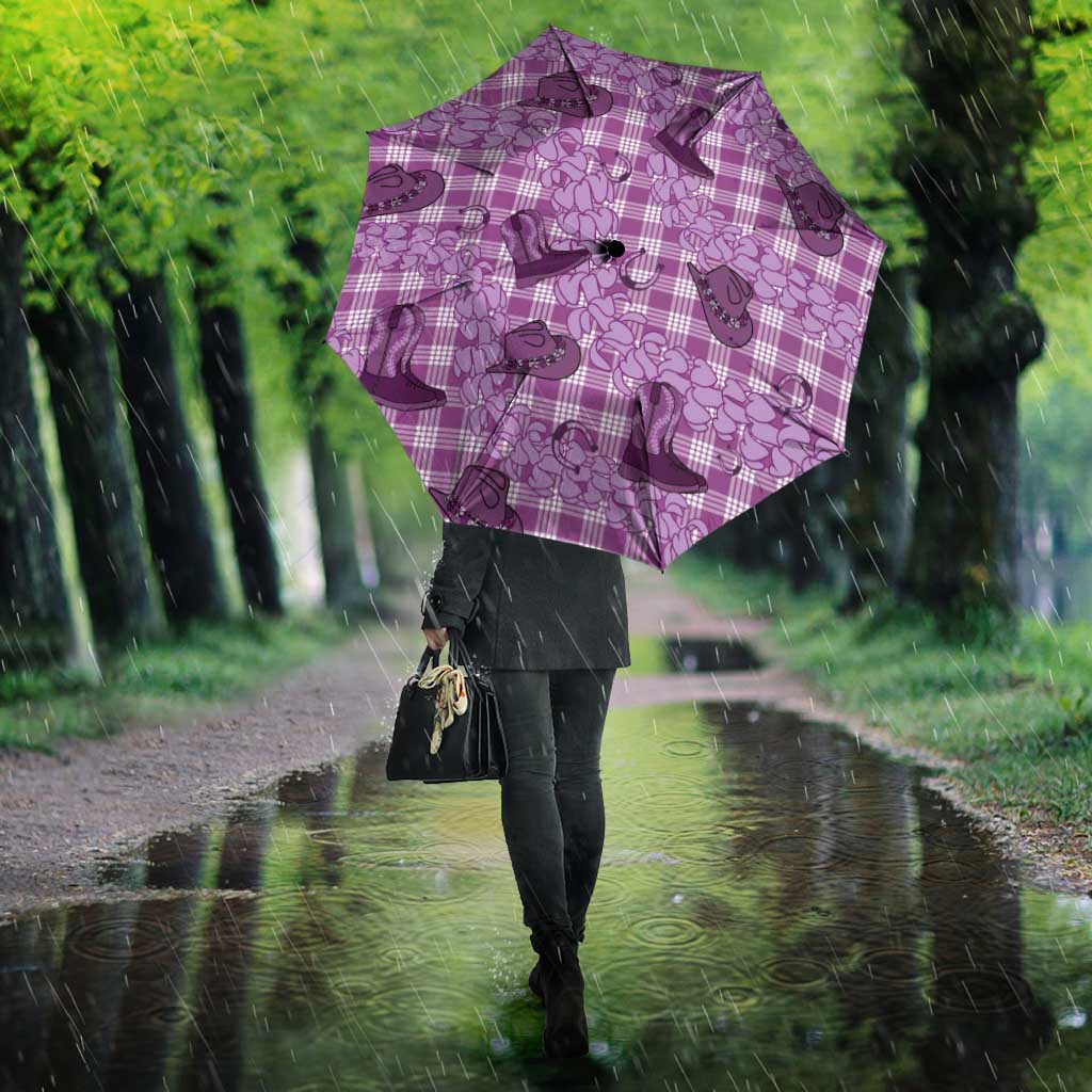Purple Palaka Hawaii Cowboy Umbrella Puakenikeni Lei Paniolo Papale Seamless Vibes - Polynesian Pride
