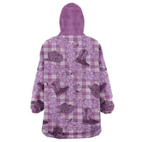 Purple Palaka Hawaii Cowboy Wearable Blanket Hoodie Puakenikeni Lei Paniolo Papale Seamless Vibes LT14 - Polynesian Pride