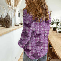 Purple Palaka Hawaii Cowboy Women Casual Shirt Puakenikeni Lei Paniolo Papale Seamless Vibes LT14 - Polynesian Pride