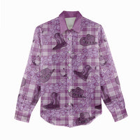 Purple Palaka Hawaii Cowboy Women Casual Shirt Puakenikeni Lei Paniolo Papale Seamless Vibes LT14 - Polynesian Pride