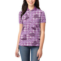Purple Palaka Hawaii Cowboy Women Polo Shirt Puakenikeni Lei Paniolo Papale Seamless Vibes LT14 - Polynesian Pride