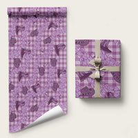 Purple Palaka Hawaii Cowboy Wrapping Paper Puakenikeni Lei Paniolo Papale Seamless Vibes LT14 58" × 23" Purple - Polynesian Pride