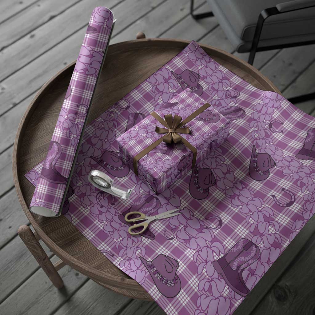 Purple Palaka Hawaii Cowboy Wrapping Paper Puakenikeni Lei Paniolo Papale Seamless Vibes LT14 - Polynesian Pride