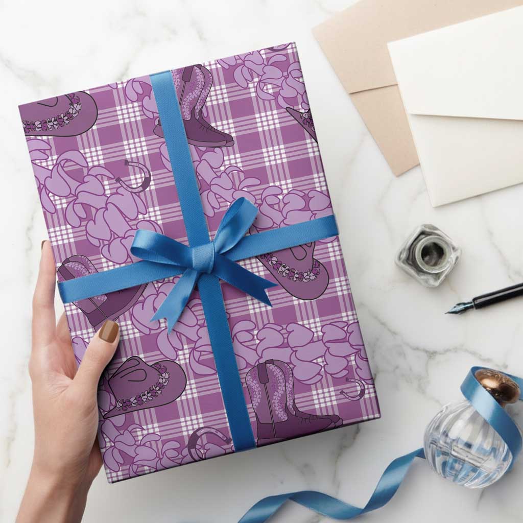 Purple Palaka Hawaii Cowboy Wrapping Paper Puakenikeni Lei Paniolo Papale Seamless Vibes LT14 - Polynesian Pride
