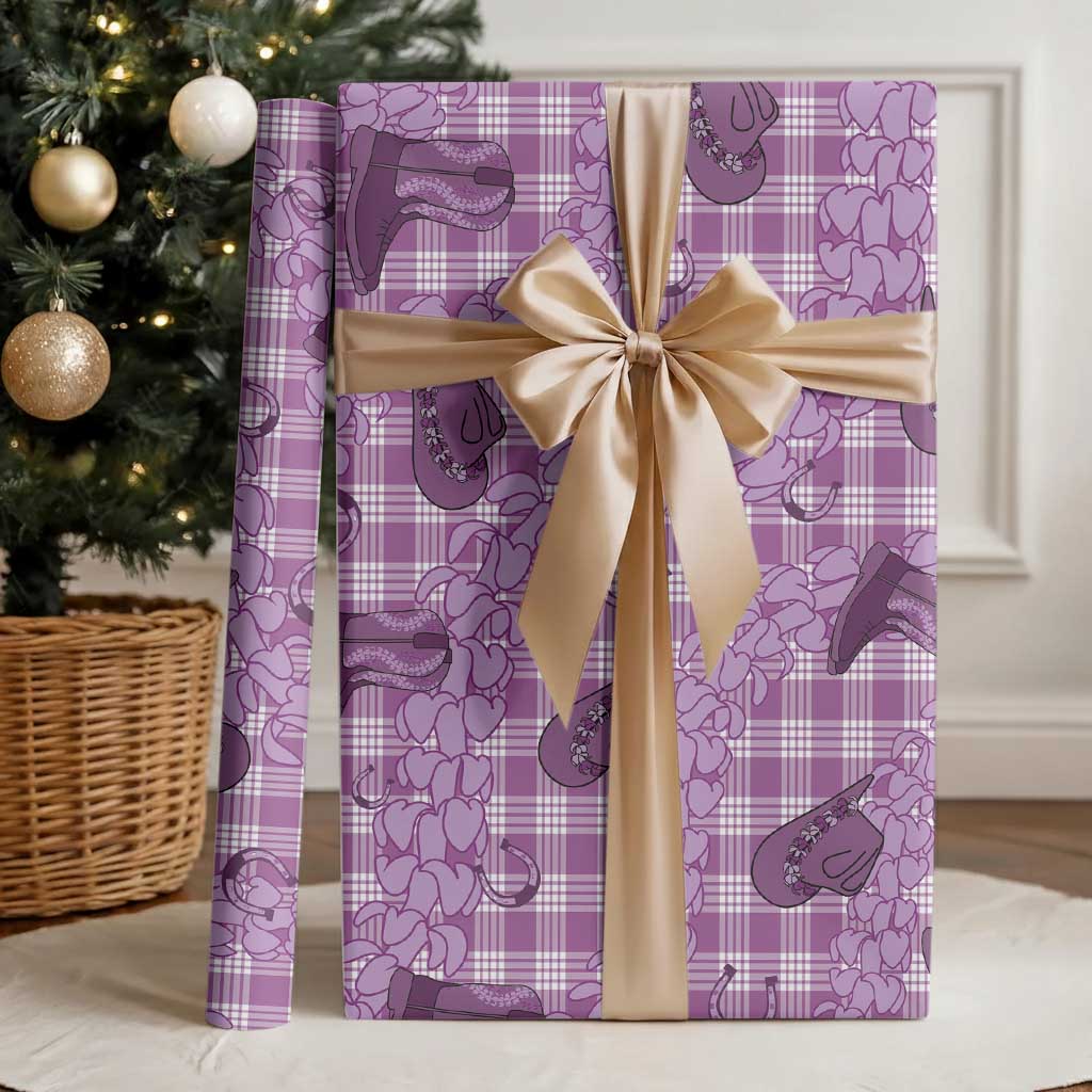 Purple Palaka Hawaii Cowboy Wrapping Paper Puakenikeni Lei Paniolo Papale Seamless Vibes LT14 - Polynesian Pride