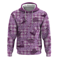 Purple Palaka Hawaii Cowboy Zip Hoodie Puakenikeni Lei Paniolo Papale Seamless Vibes LT14 Pullover Hoodie Purple - Polynesian Pride