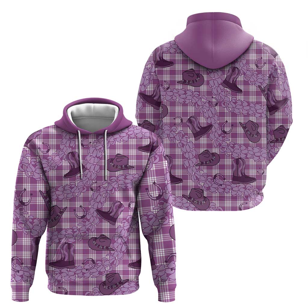 Purple Palaka Hawaii Cowboy Zip Hoodie Puakenikeni Lei Paniolo Papale Seamless Vibes LT14 - Polynesian Pride