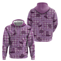 Purple Palaka Hawaii Cowboy Zip Hoodie Puakenikeni Lei Paniolo Papale Seamless Vibes LT14 - Polynesian Pride