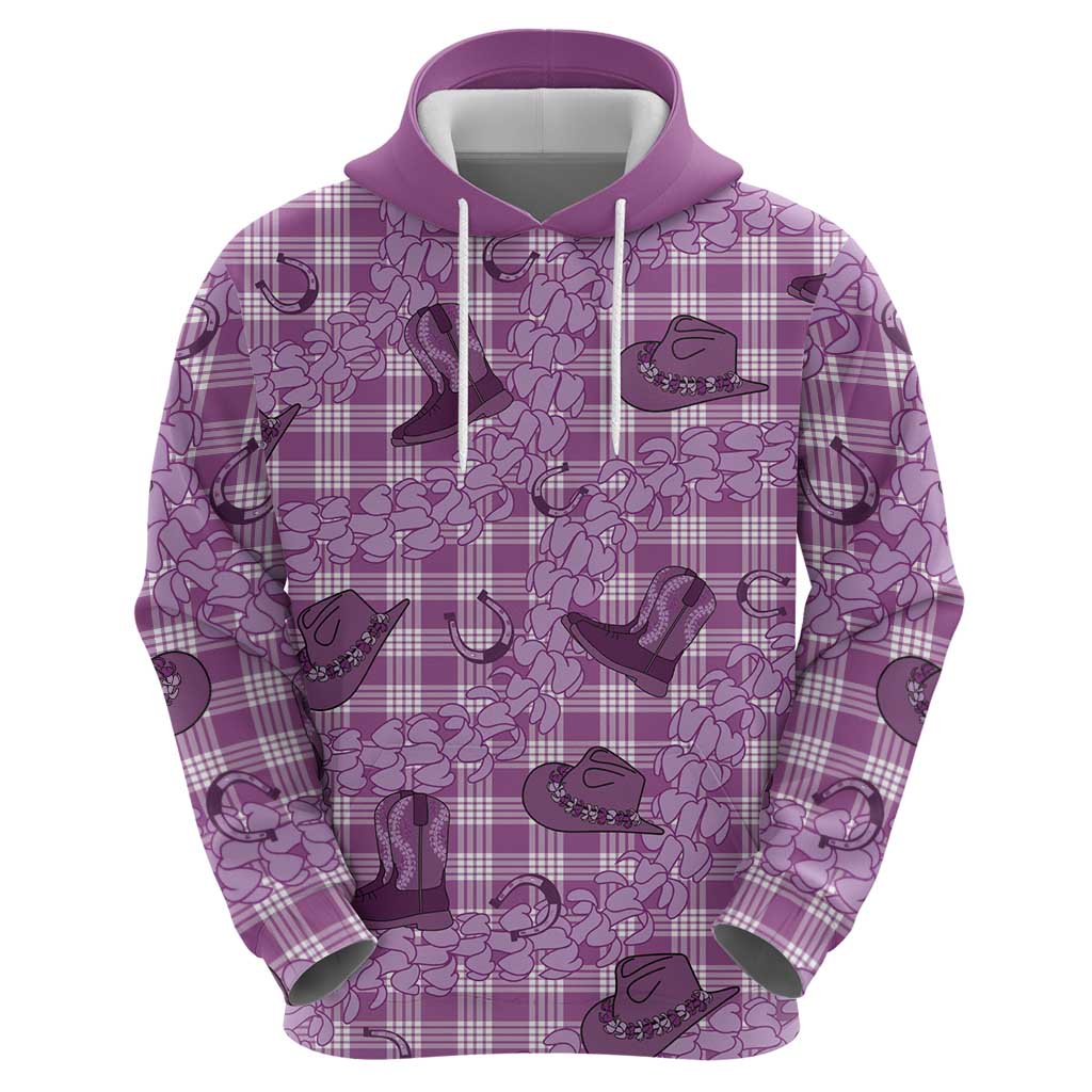 Purple Palaka Hawaii Cowboy Zip Hoodie Puakenikeni Lei Paniolo Papale Seamless Vibes LT14 - Polynesian Pride