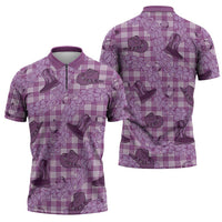 Purple Palaka Hawaii Cowboy Zipper Polo Shirt Puakenikeni Lei Paniolo Papale Seamless Vibes LT14 - Polynesian Pride