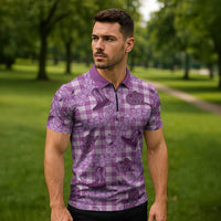 Purple Palaka Hawaii Cowboy Zipper Polo Shirt Puakenikeni Lei Paniolo Papale Seamless Vibes LT14 - Polynesian Pride