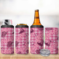 Pink Palaka Hawaii Cowboy 4 in 1 Can Cooler Tumbler Puakenikeni Lei Paniolo Papale Seamless Vibes LT14 - Polynesian Pride
