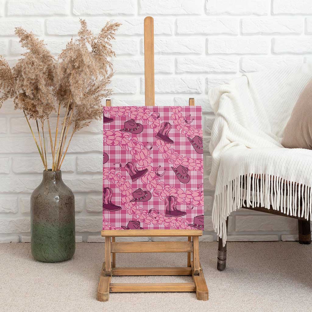 Pink Palaka Hawaii Cowboy Canvas Wall Art Puakenikeni Lei Paniolo Papale Seamless Vibes - Polynesian Pride