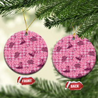 Pink Palaka Hawaii Cowboy Ceramic Ornament Puakenikeni Lei Paniolo Papale Seamless Vibes - Polynesian Pride