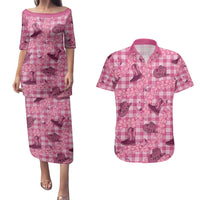 Pink Palaka Hawaii Cowboy Couples Matching Puletasi and Hawaiian Shirt Puakenikeni Lei Paniolo Papale Seamless Vibes LT14 Pink - Polynesian Pride