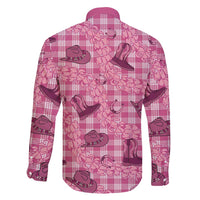Pink Palaka Hawaii Cowboy Family Matching Off Shoulder Maxi Dress and Hawaiian Shirt Puakenikeni Lei Paniolo Papale Seamless Vibes LT14 - Polynesian Pride