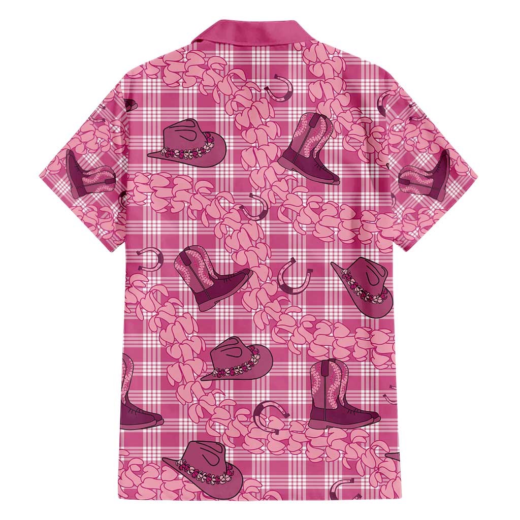 Pink Palaka Hawaii Cowboy Family Matching Short Sleeve Bodycon Dress and Hawaiian Shirt Puakenikeni Lei Paniolo Papale Seamless Vibes LT14 - Polynesian Pride