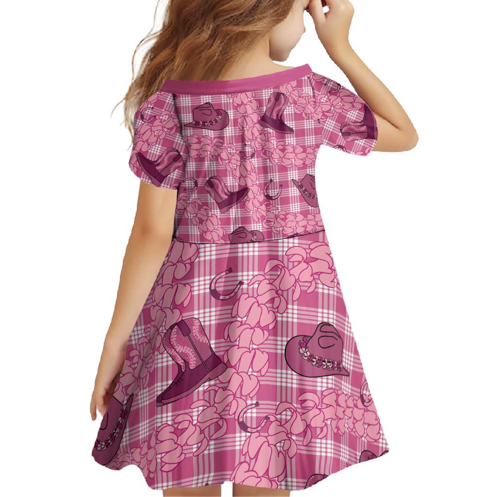 Pink Palaka Hawaii Cowboy Family Matching Summer Maxi Dress and Hawaiian Shirt Puakenikeni Lei Paniolo Papale Seamless Vibes LT14 - Polynesian Pride