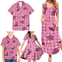 Pink Palaka Hawaii Cowboy Family Matching Summer Maxi Dress and Hawaiian Shirt Puakenikeni Lei Paniolo Papale Seamless Vibes LT14 - Polynesian Pride