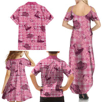 Pink Palaka Hawaii Cowboy Family Matching Summer Maxi Dress and Hawaiian Shirt Puakenikeni Lei Paniolo Papale Seamless Vibes LT14 - Polynesian Pride