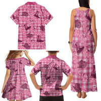 Pink Palaka Hawaii Cowboy Family Matching Tank Maxi Dress and Hawaiian Shirt Puakenikeni Lei Paniolo Papale Seamless Vibes LT14 - Polynesian Pride