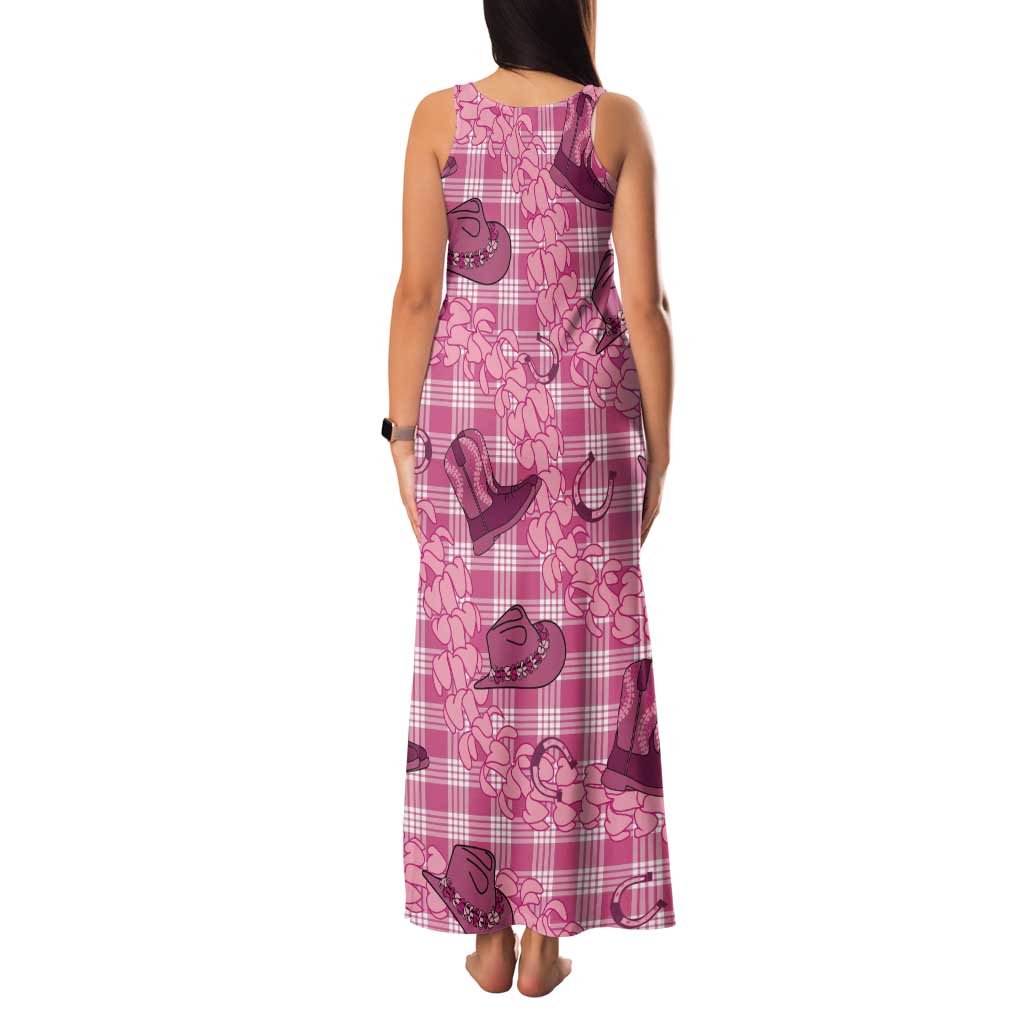 Pink Palaka Hawaii Cowboy Family Matching Tank Maxi Dress and Hawaiian Shirt Puakenikeni Lei Paniolo Papale Seamless Vibes LT14 - Polynesian Pride