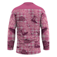 Pink Palaka Hawaii Cowboy Hockey Jersey Puakenikeni Lei Paniolo Papale Seamless Vibes - Polynesian Pride